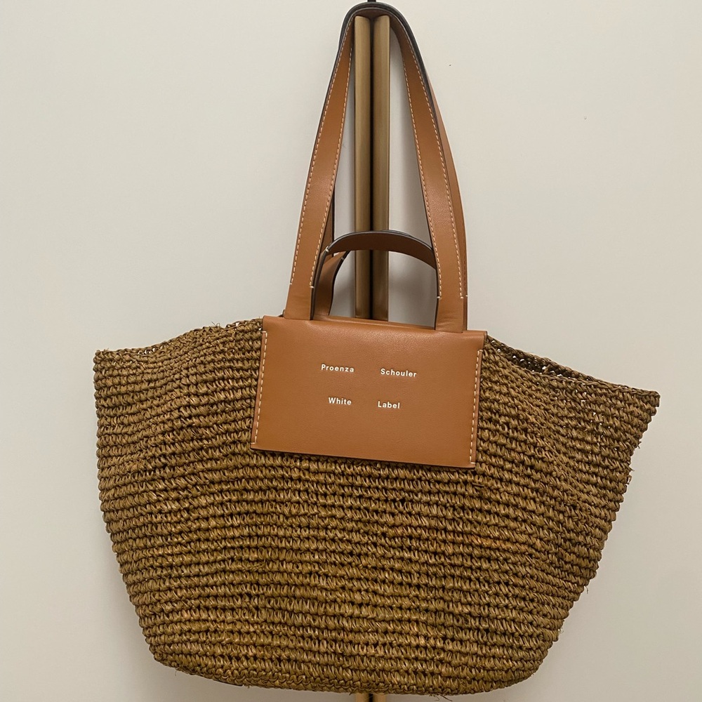 Proenza Schouler Brown Leather and Raffia Tote